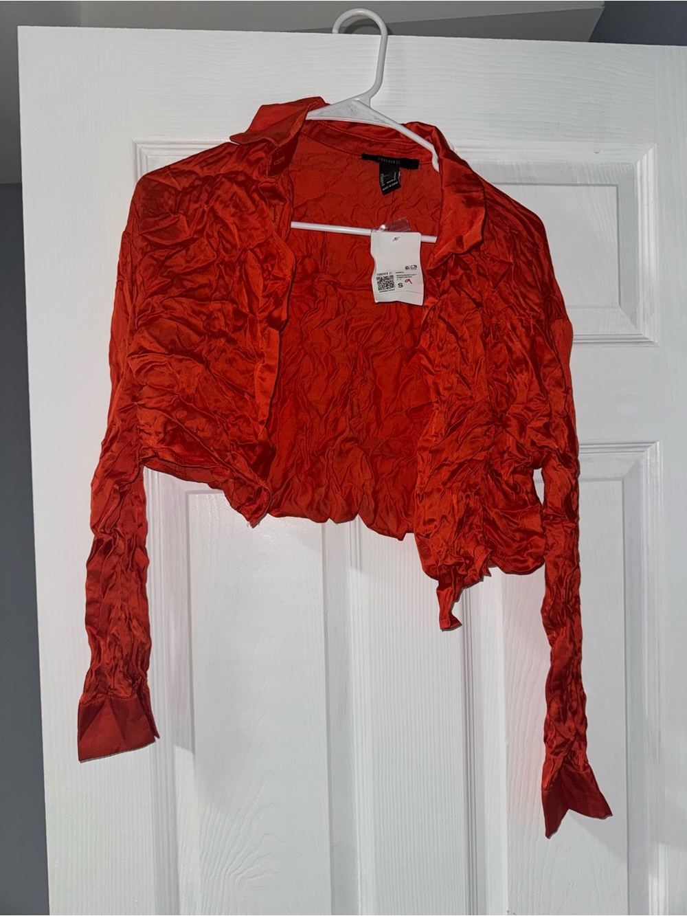 Forever 21 Orange  Crinkle Cropped Bolero